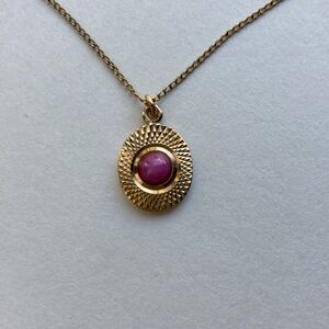 Vintage 14k Gold Fill Necklace With Pink Stone